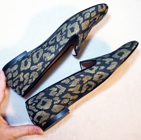 J. Crew Metallic Leopard Print Smoking Loafer 8.5 - Picture 3 of 8